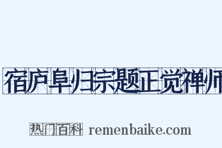 宿庐阜归宗题正觉禅师是什么意思的图片